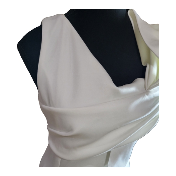 Ella Off white Sleeveless ruffle detail medium midi dress (NWT) - Picture 6 of 11